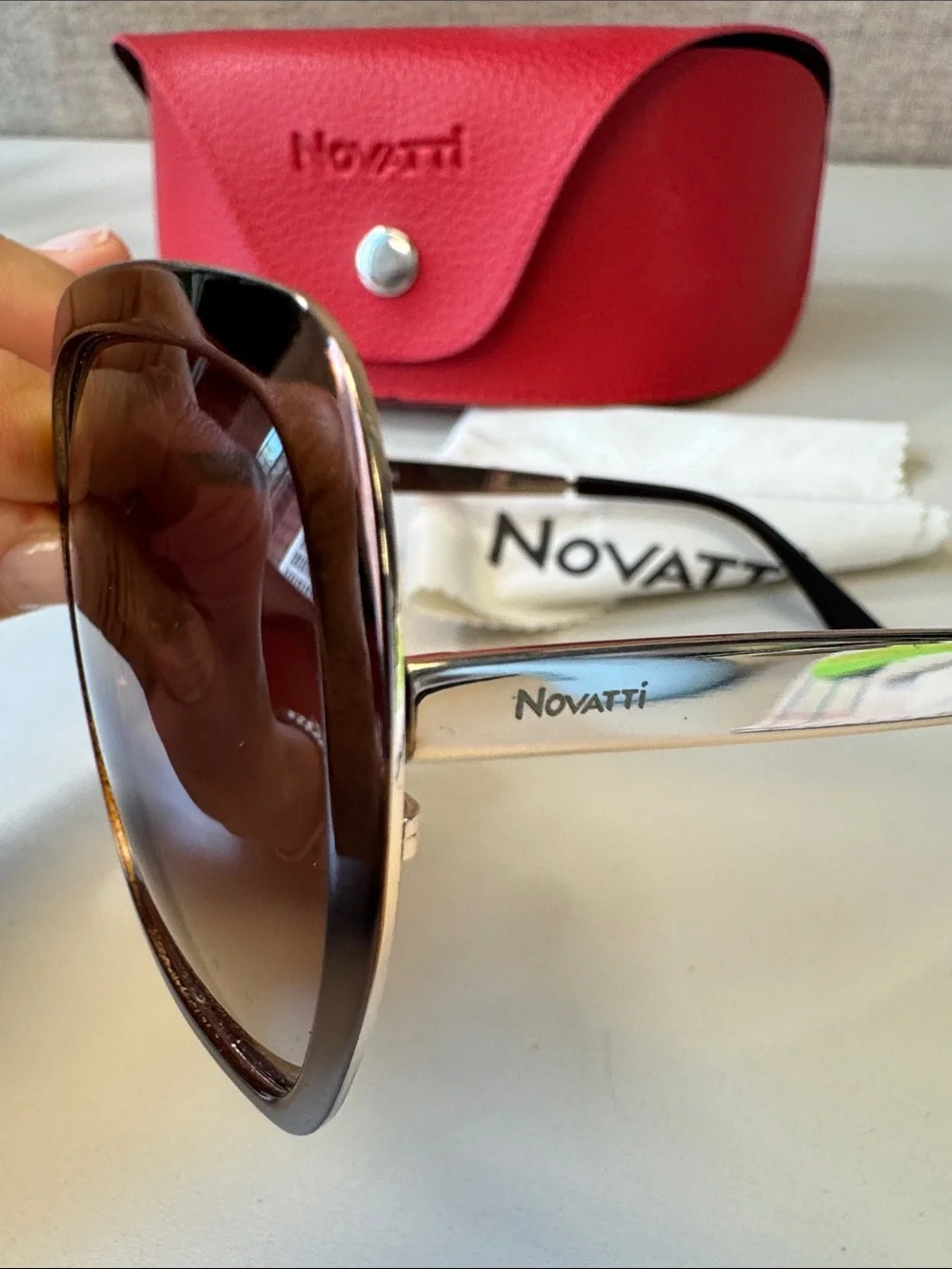 Authentic Novatti Reddish/Brown Gradient Italian Sunglasses NEW